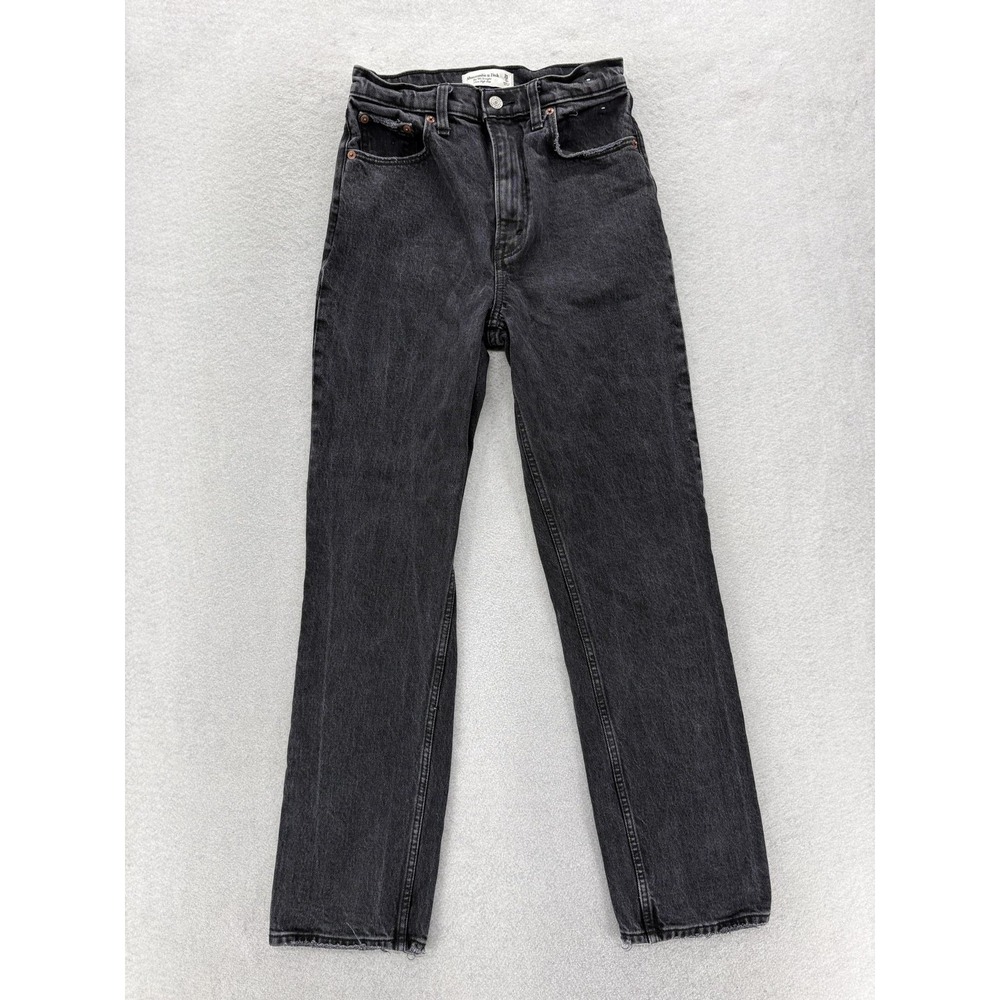 Abercrombie & Fitch The 90s Straight Jeans Womens 0 Gray Ultra High Rise Stretch